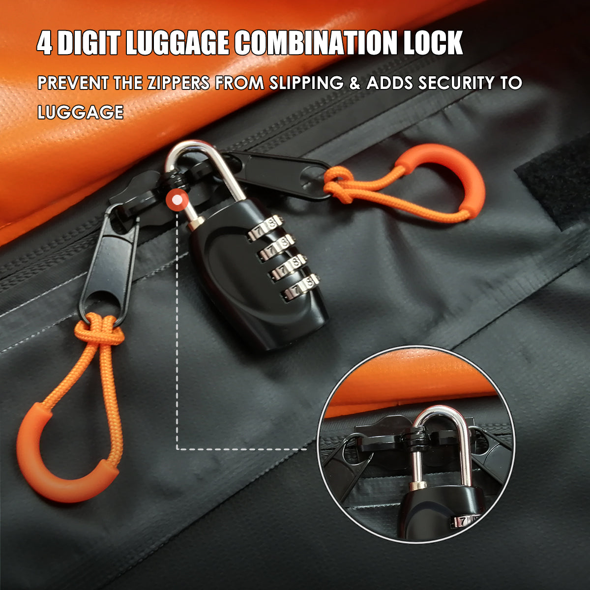 Luggage Lock, 4 Digit Combination Lock With Open Alarm, Cable Lock For Gym  Locker (2 Pieces, Black)
