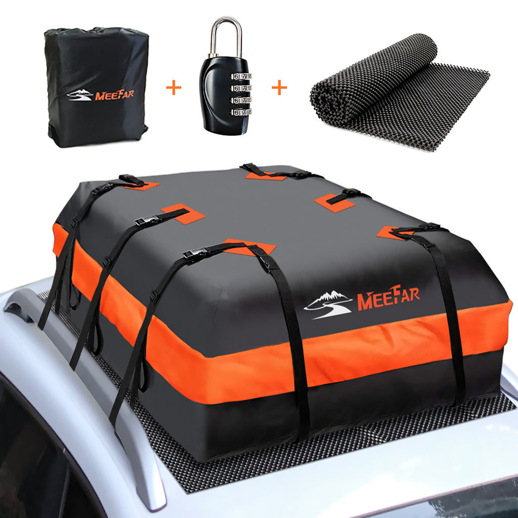 MeeFar Universal Roof Top Cargo Carrier 15 OR 20 Cubic Feet Waterproof Bag Luggage Holder for All Car SUV with/without Rack