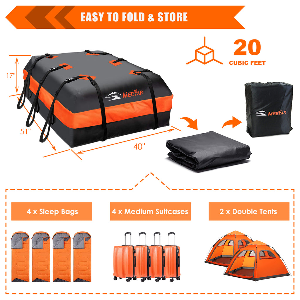 HOMFME 400L Folding Car Roof Bag - Waterproof Cargo Carrier With Storage Bag & 4 Straps For All Cars