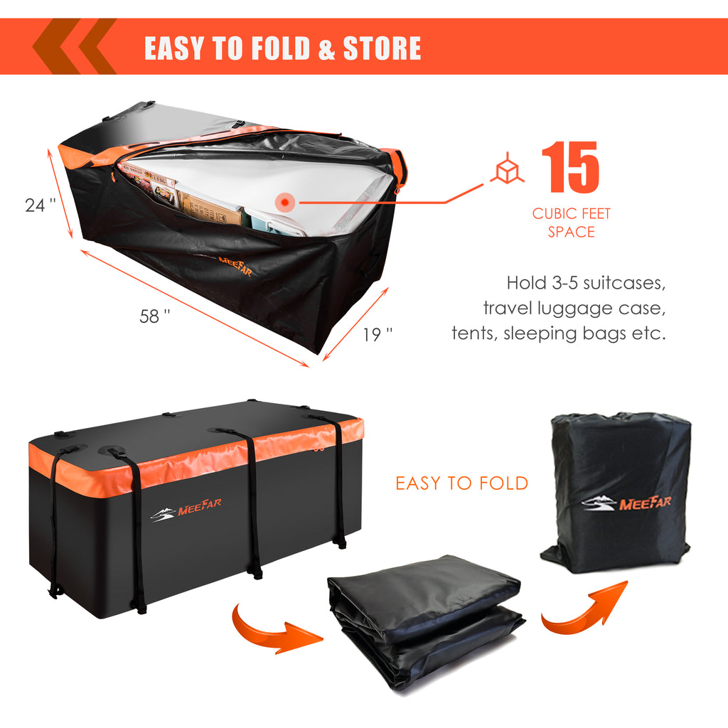 MeeFar Universal Roof Top Cargo Carrier 15 OR 20 Cubic Feet Waterproof