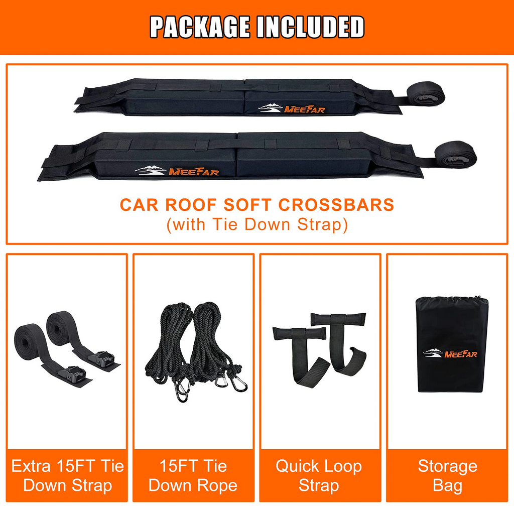 HEYTRIP Universal Soft Roof Rack Pads for Kayak/Surfboard/SUP/Canoe with  15FT Tie-Down Straps and Storage Bag