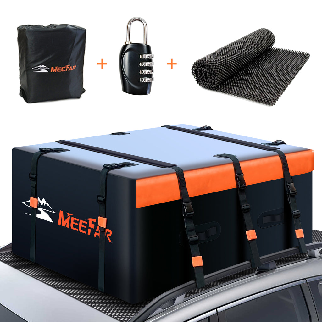 MeeFar Universal Car Roof Top Rack Cargo Carrier 20 Cubic Feet Waterproof Bag Travel Luggage Storage for All Car/SUV with/without Rack