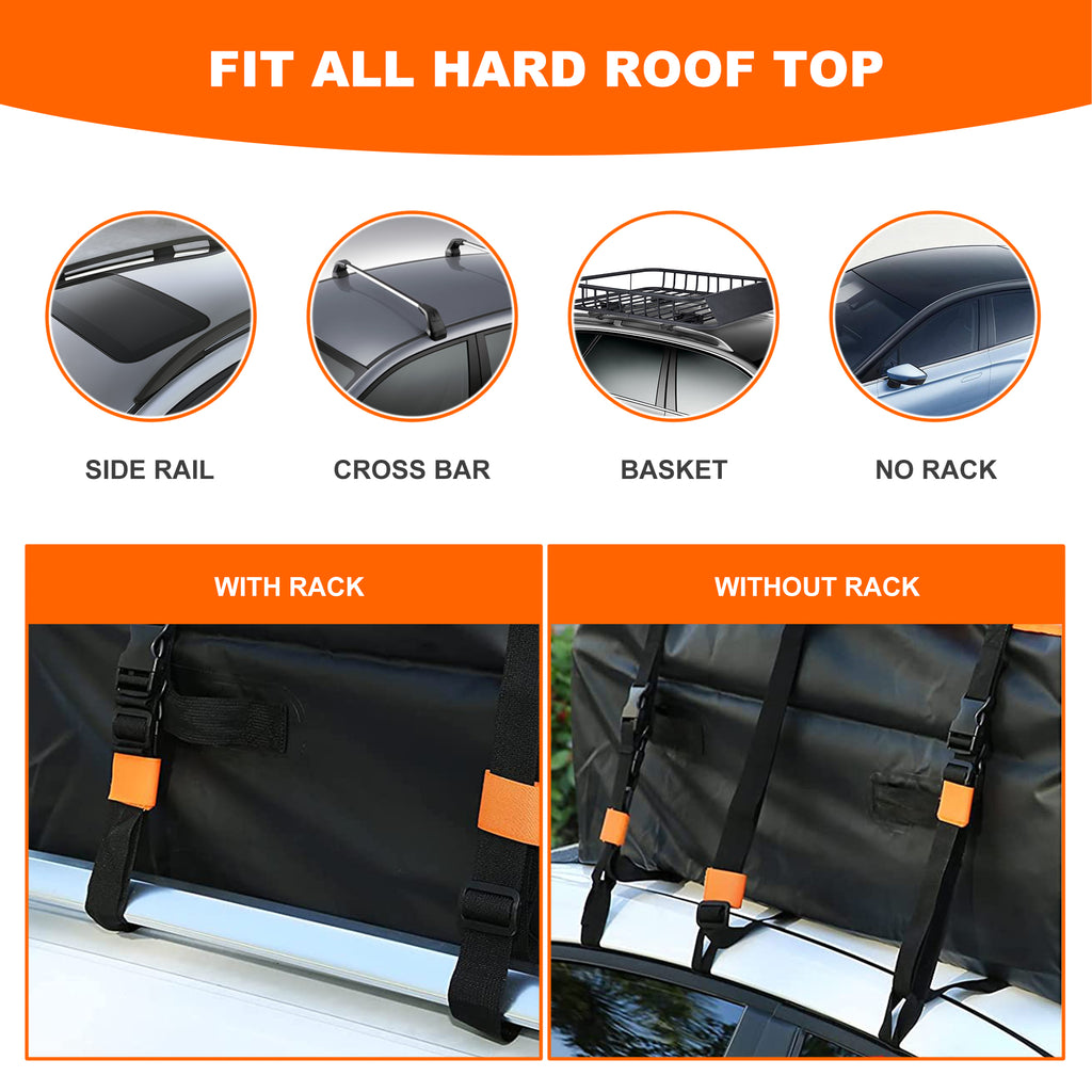 Car Roof Bag 100% Waterproof Rooftop Cargo Carrier, 21 Cu Car Luggage  Storage Bag, Car Top Carrier Bag Black, Orange 