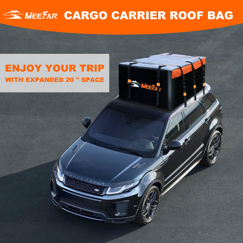 MeeFar Car Roof Bag XBEEK Rooftop top Cargo Carrier Bag 20 Cubic feet  Waterproof for All Cars with/Without Rack, Includes Anti-Slip Mat, 10  Reinforced